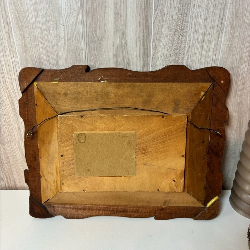 Vintage 3D Hand Carved Wooden Shadow Box Diorama Rustic Fishing Cabin Interior